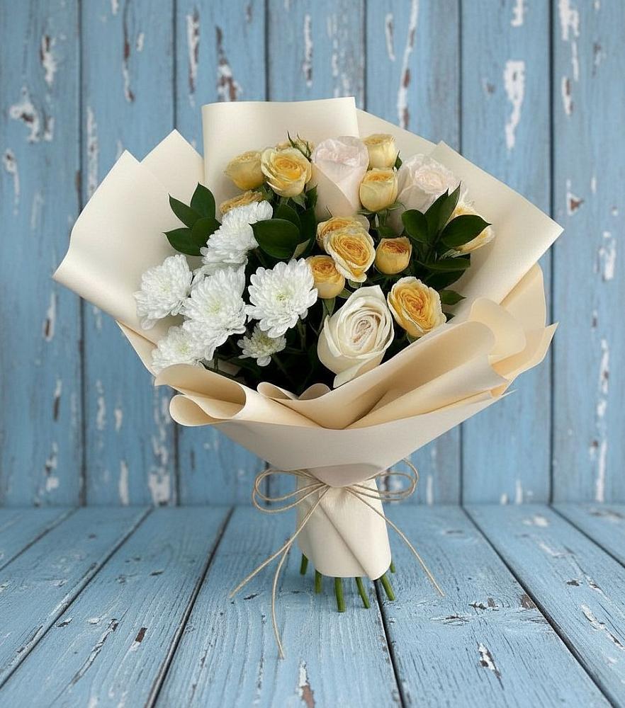 Букет цветов из: Розы и Хризантемы в Восточном Ставропольского края