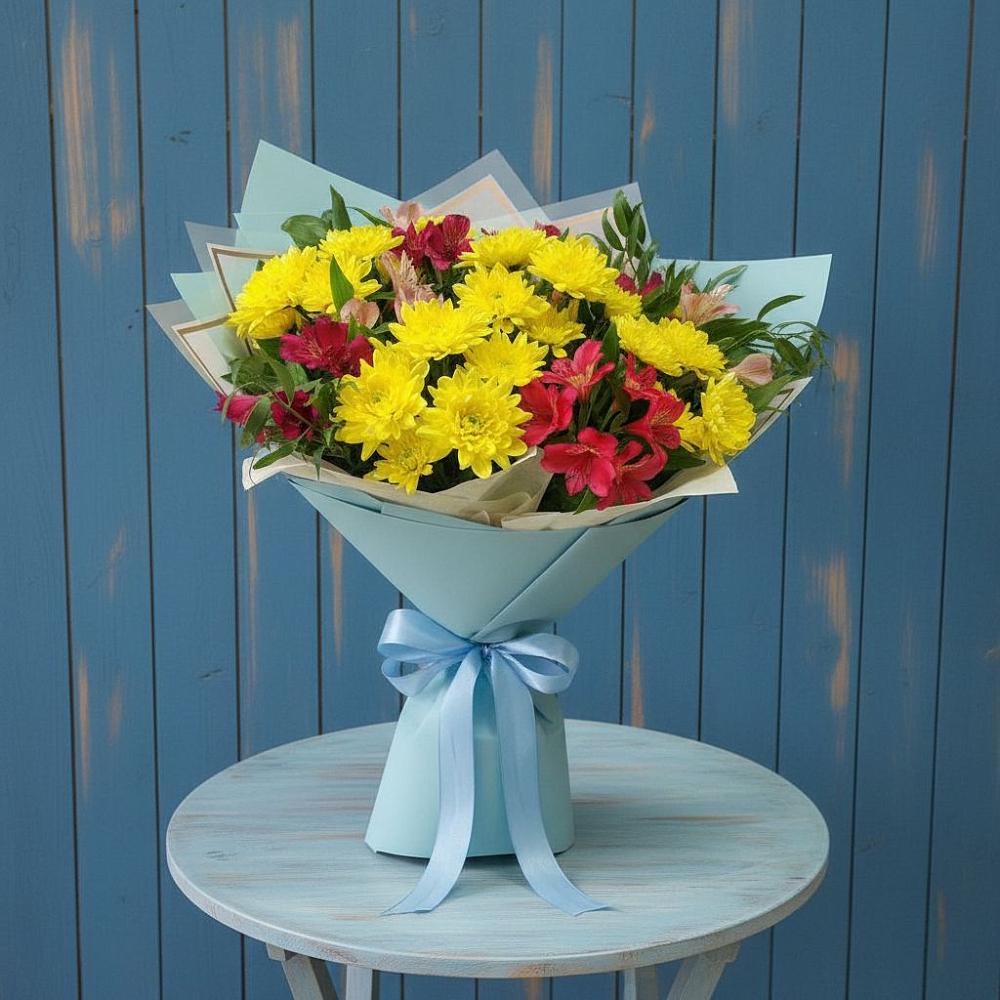 Букет цветов из: Альстромерии и Хризантемы в Восточном Ставропольского края