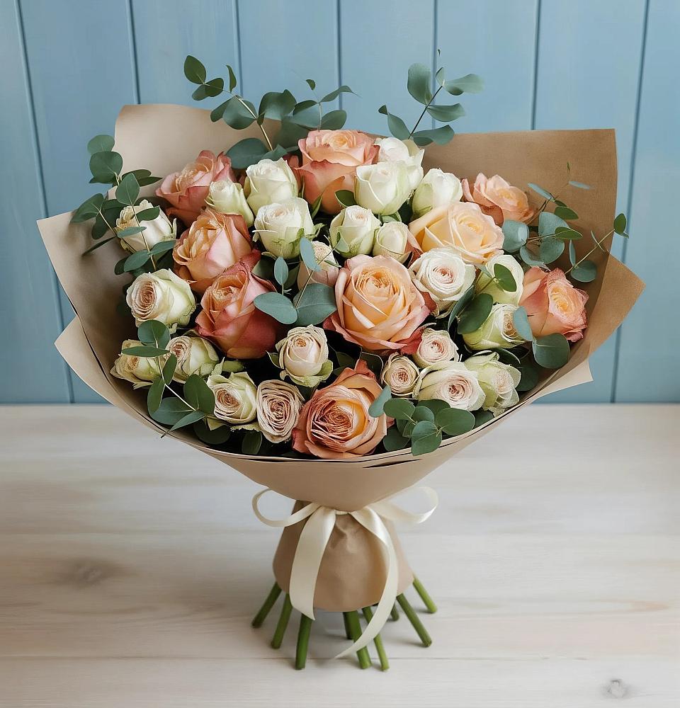 Букет цветов из: Альстромерии и Розы в Восточном Ставропольского края