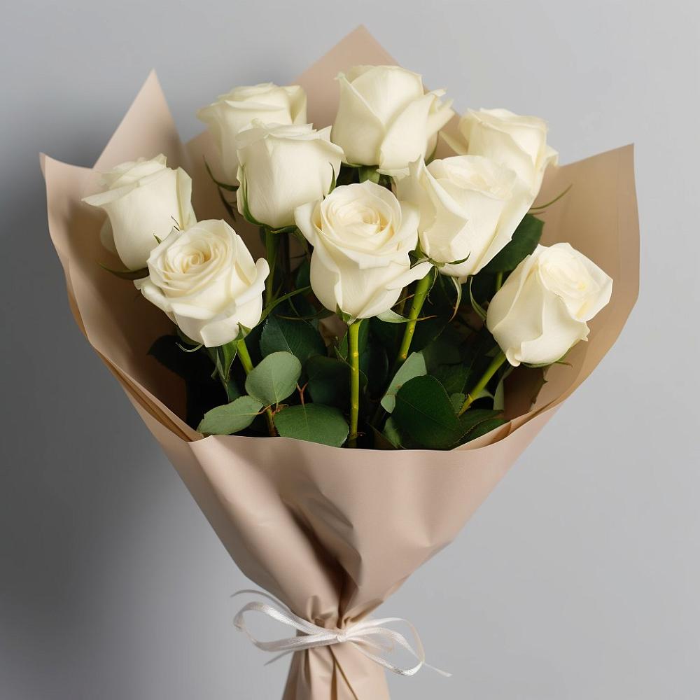 Букет 9 Белых роз Эдлесс Лав в Восточном Ставропольского края