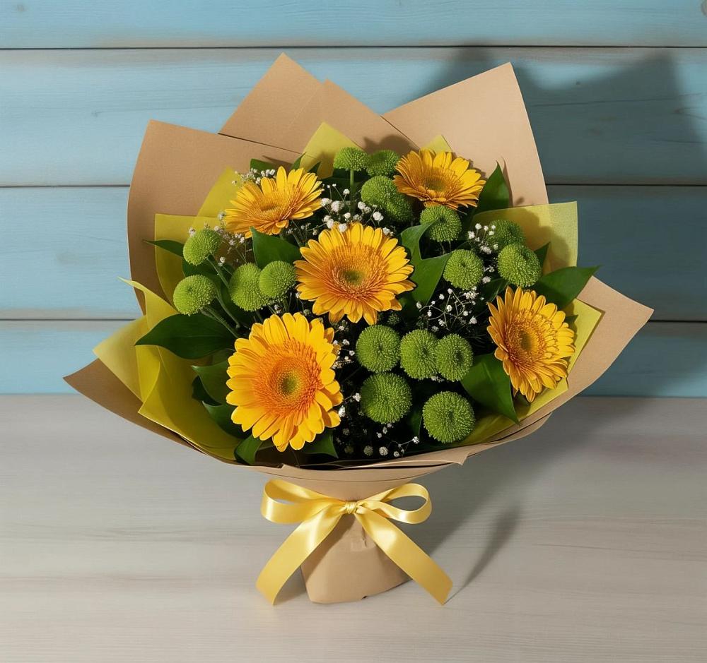Букет цветов из: Герберы и Хризантемы в Восточном Ставропольского края