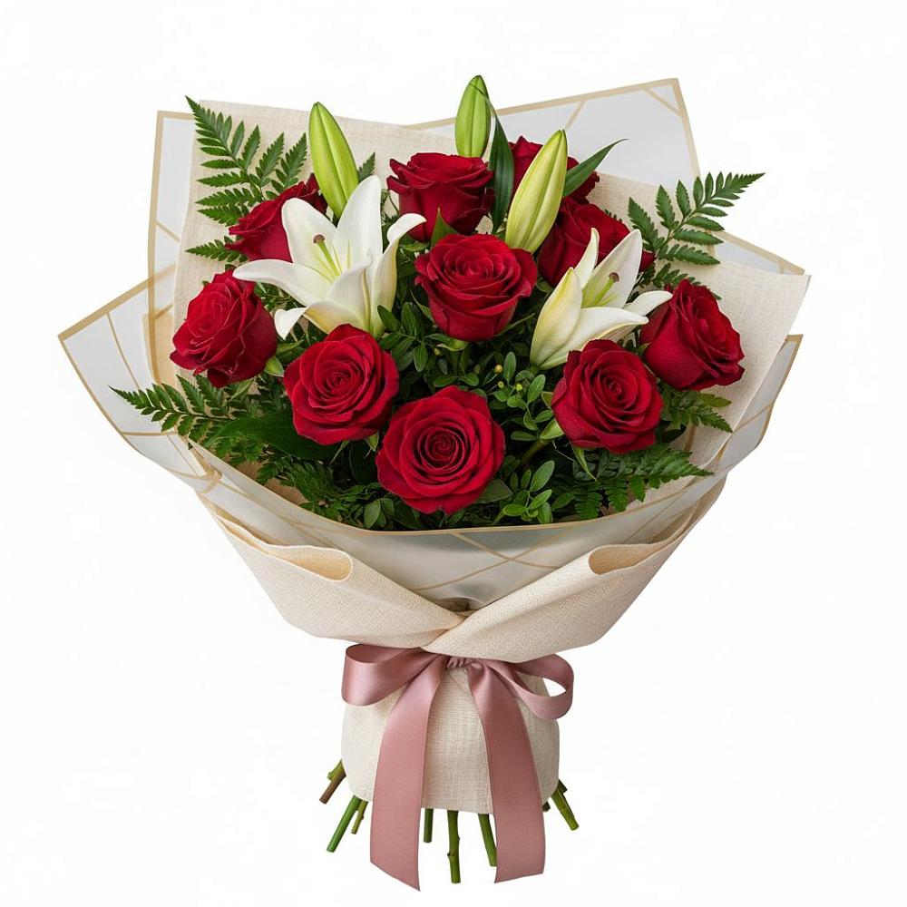 Букет цветов из: Лилии и Розы в Восточном Ставропольского края