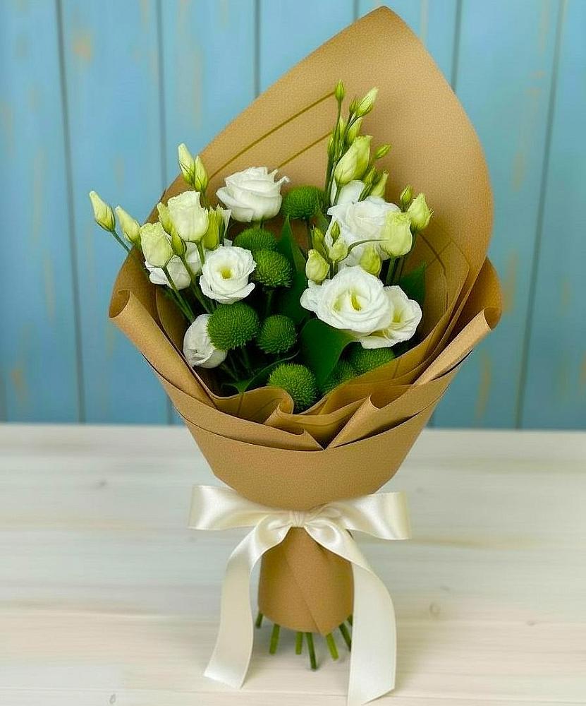 Букет цветов из: Хризантемы и Лизиантусы в Восточном Ставропольского края