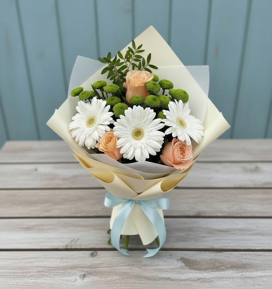 Букет цветов из: Герберы, Розы и Хризантемы в Восточном Ставропольского края