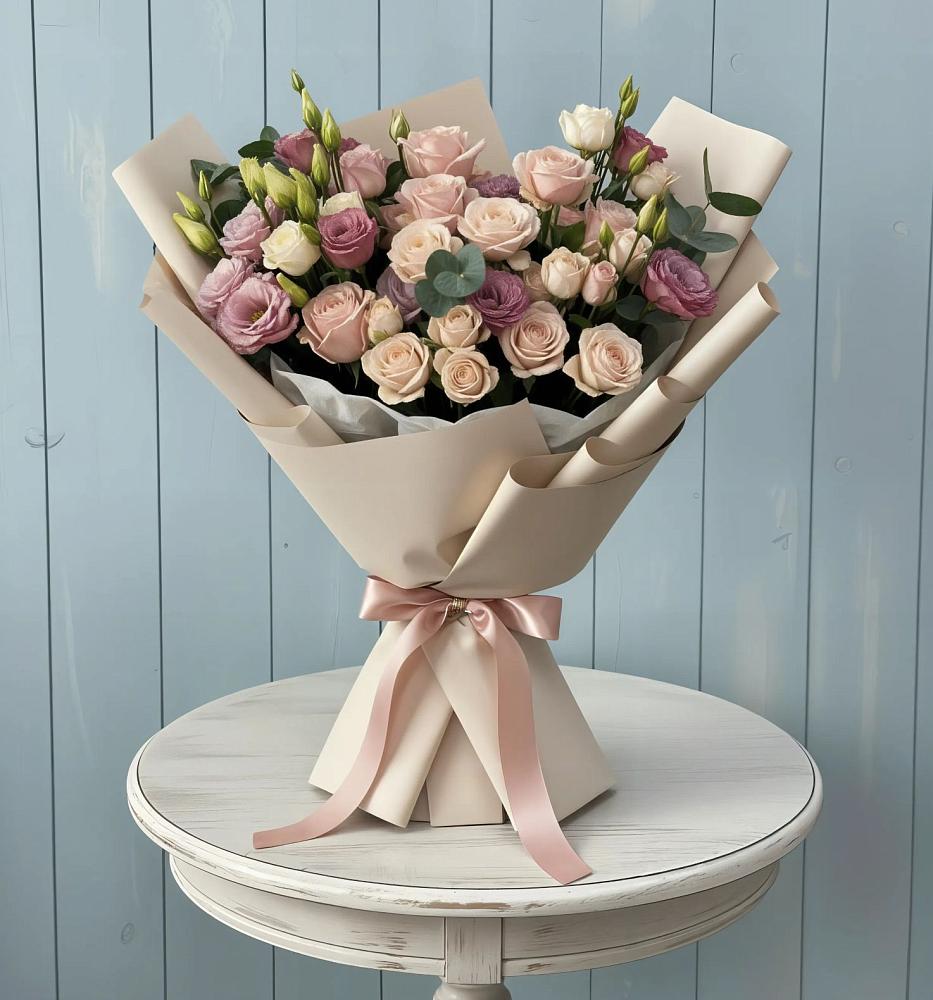 Букет цветов из: Розы и Лизиантусы в Восточном Ставропольского края